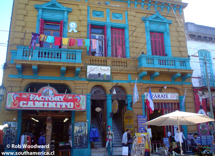 A typical building in La Boca neighborhood, Buenos Aires, Argentina