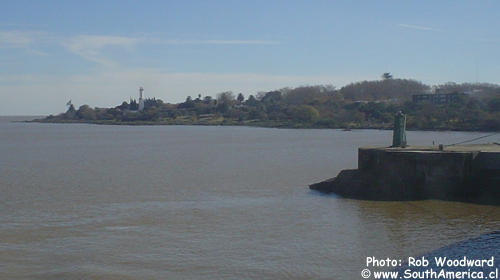 Landing at Colonia de Sacramento with the lighthouse in the distance