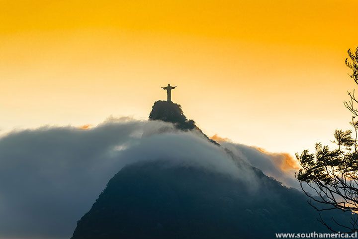Christ the Redeemer Statue in Rio surrounded by mist.