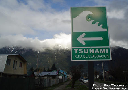 Tsunami Sign, Puerto Aysen, Chile