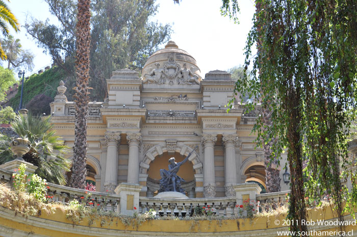 Terraza Neptuno as seen from the entrance of Cerro Santa Lucía in Santiago Chile