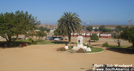 The statue of Arturo Prat from the upper part of the square