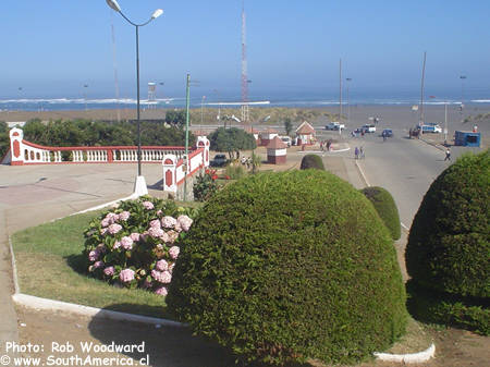 A view of the beach from the square