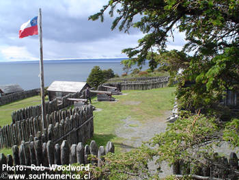 View from the tower of Fuerte Bulnes with a Chilean Flag