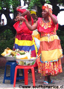 Women selling fruit in Cartagena Colombia