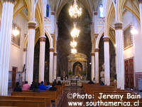 Inside Las Lajas Cathedral in Colombia