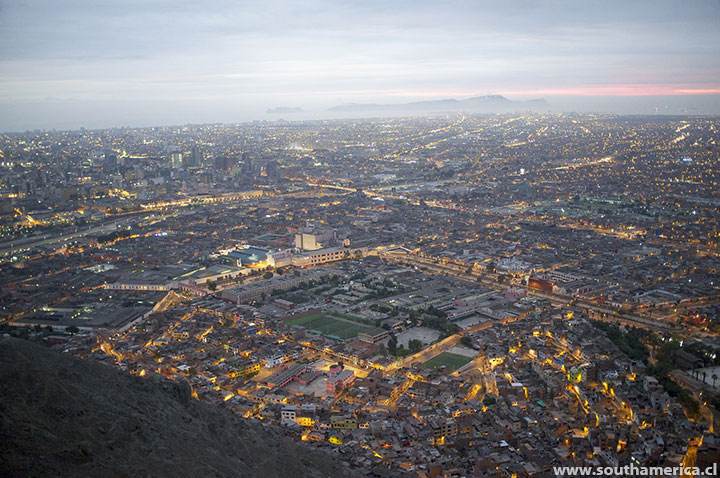 View of Lima, Peru at sunset