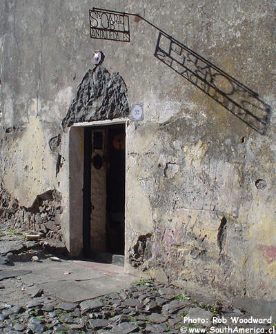 Old door and sign, Calle de los Suspiros, Colonia, Uruguay