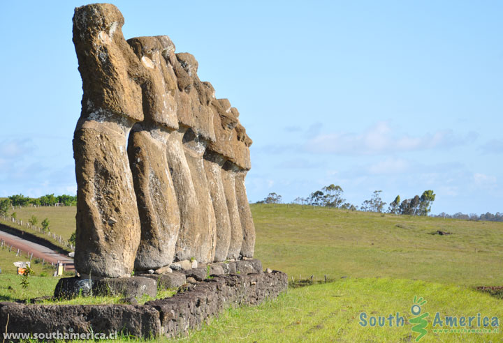 Ahu Akivi from the side Easter Island