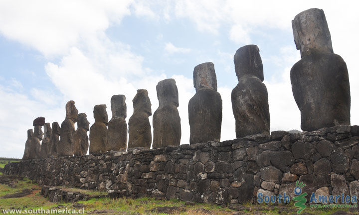 Behind the statues of Ahu Tongariki Easter Island