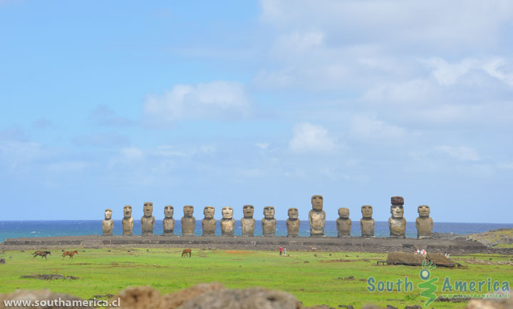Ahu Tongariki from a distance, Easter Island