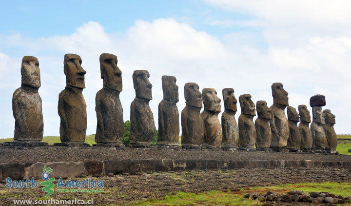 Ahu Tongariki from one side, Easter Island