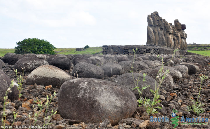 The base stones of Ahu Tongariki Easter Island
