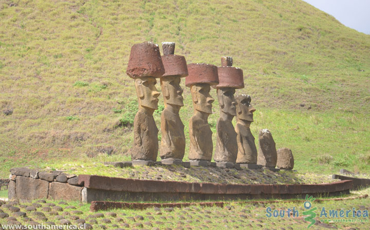 Moai with Pukao on their heads