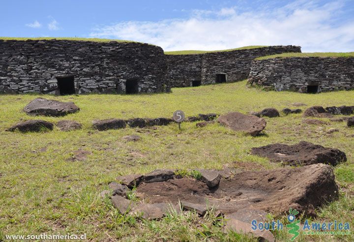 Front of the houses at Orongo Easter Island