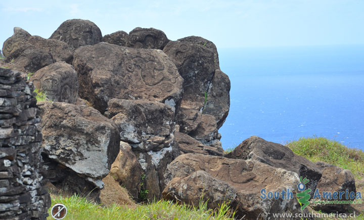 Petroglyphs on the rocks at Orongo Easter Island