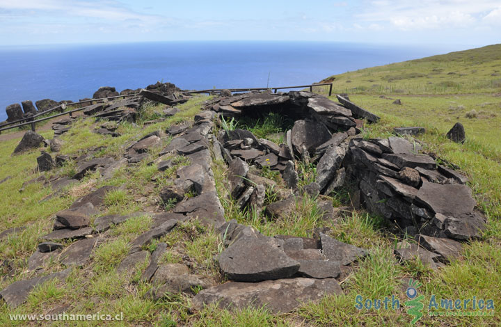 Remains of houses at the village of Orongo Easter Island