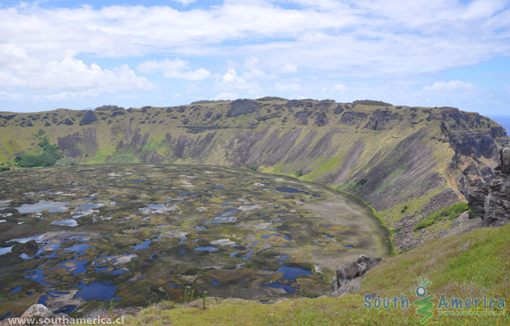 View of Rano Kau Volcano as seen from Orongo, Easter Island