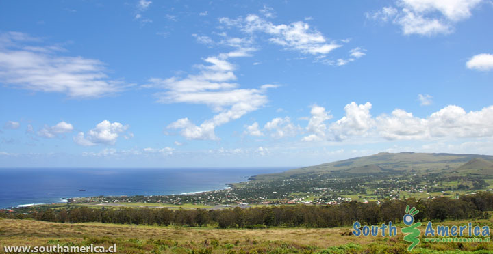 View of Hanga Roa as seen from Rano Kau Volcano