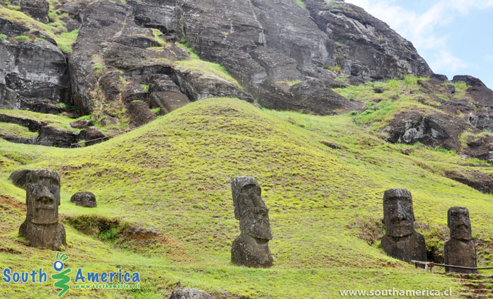 Half-buried moai at Rano Raraku Easter Island