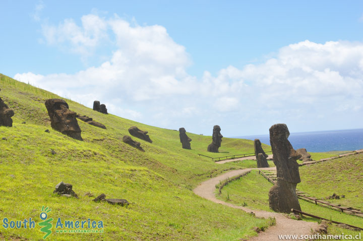 The path through the Rano Raraku Moai Factory Easter Island