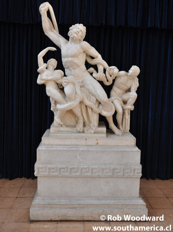 Marble statue in the entrance hall of Escuela Militar