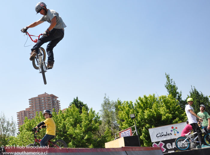 Airborne at Bike Park in Parque Araucano Santiago Chile