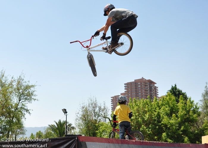 Jump holding seat at Bike Park in Parque Araucano Santiago Chile