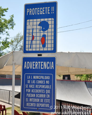 Sign at Bike Park in Parque Araucano Santiago Chile
