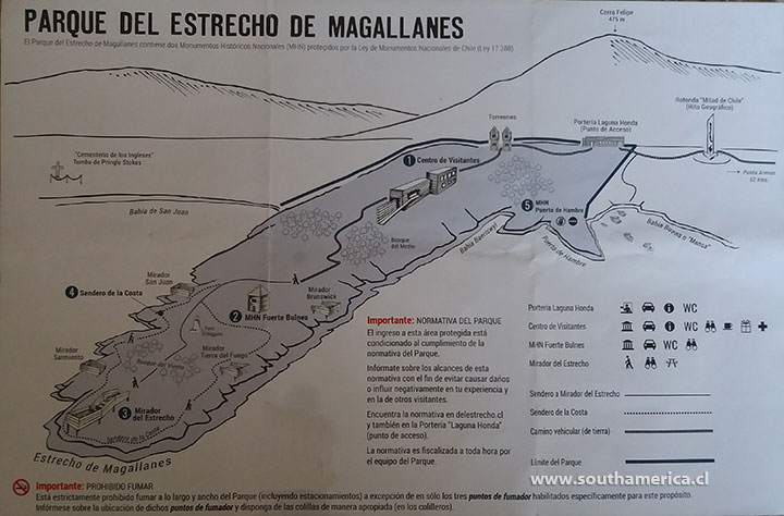 Map of Fuerte Bulnes and Parque del Estrecho de Magallanes