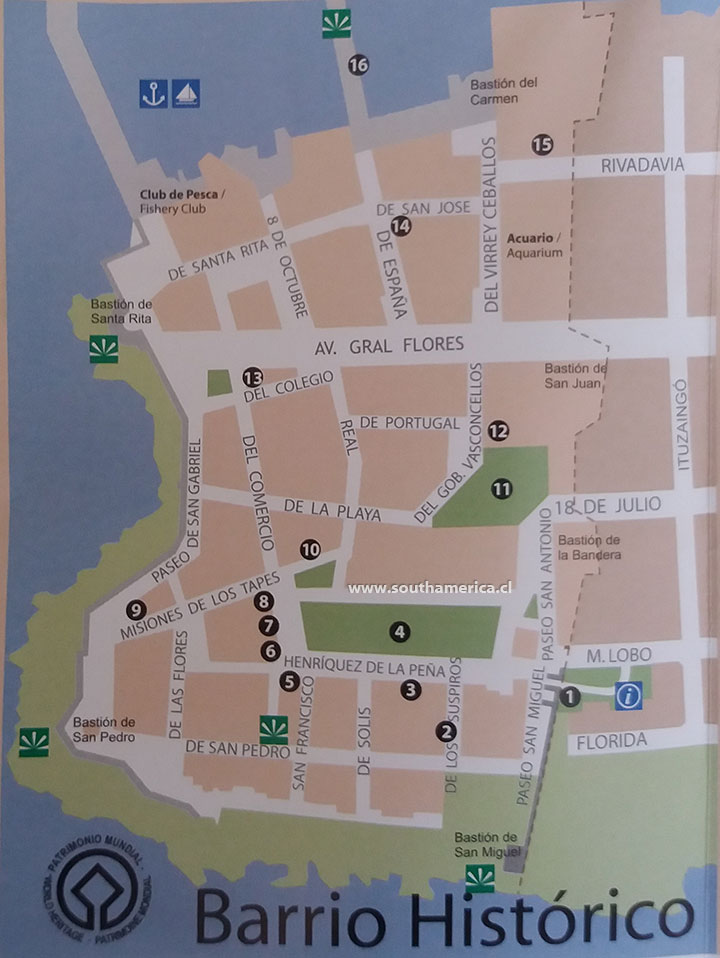 Map of Colonia del Sacramento, Uruguay